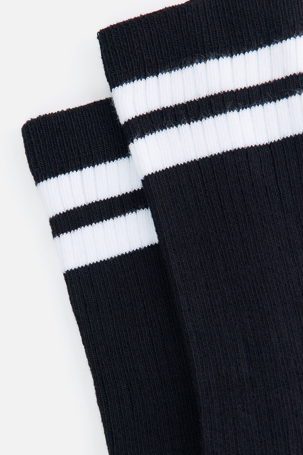 Носки высокие хлопковые с полосками - цвет черный - 2