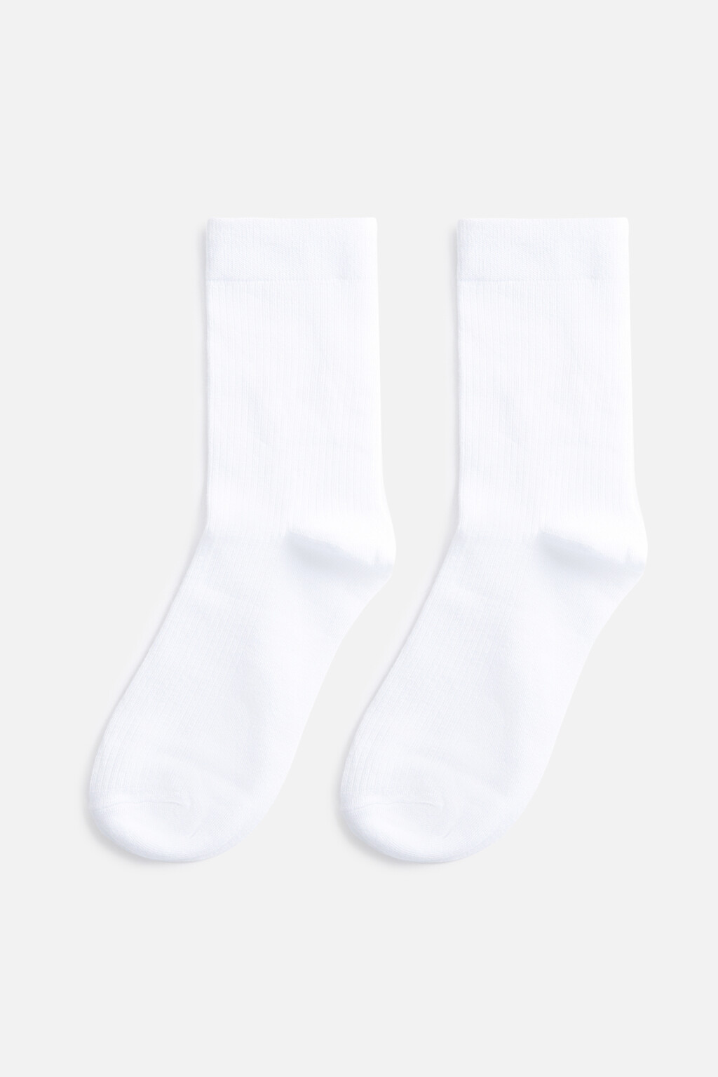 Носки высокие вискозные в рубчик - цвет белый - 1