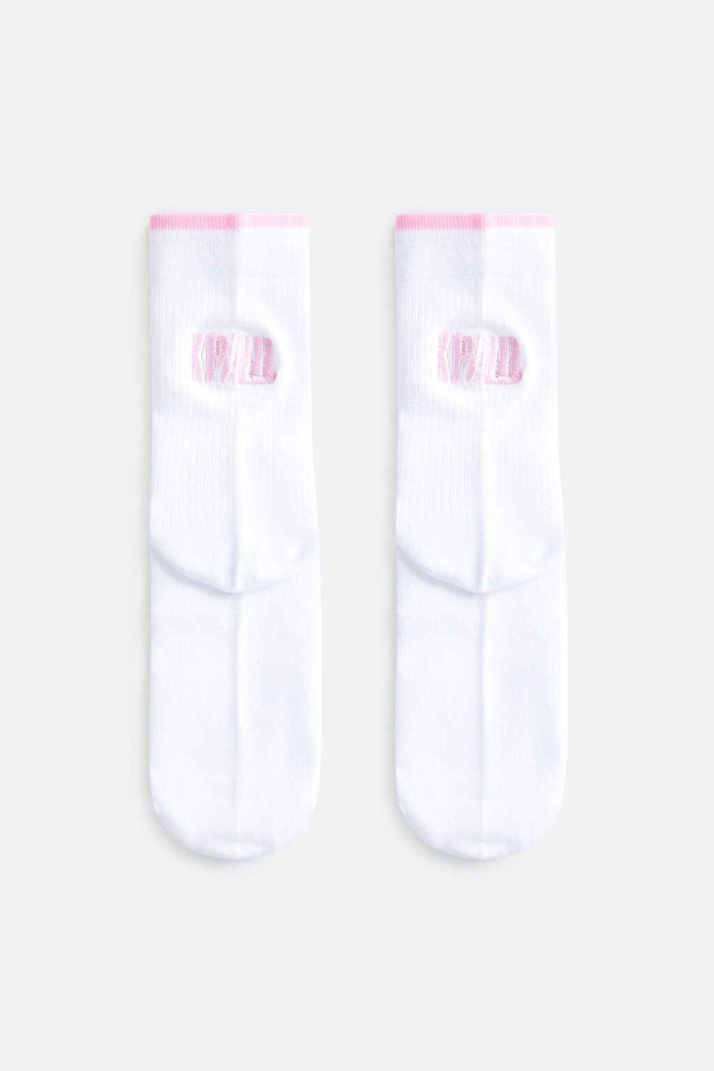 Носки высокие вискозные с вышитой надписью - цвет розовый - 2