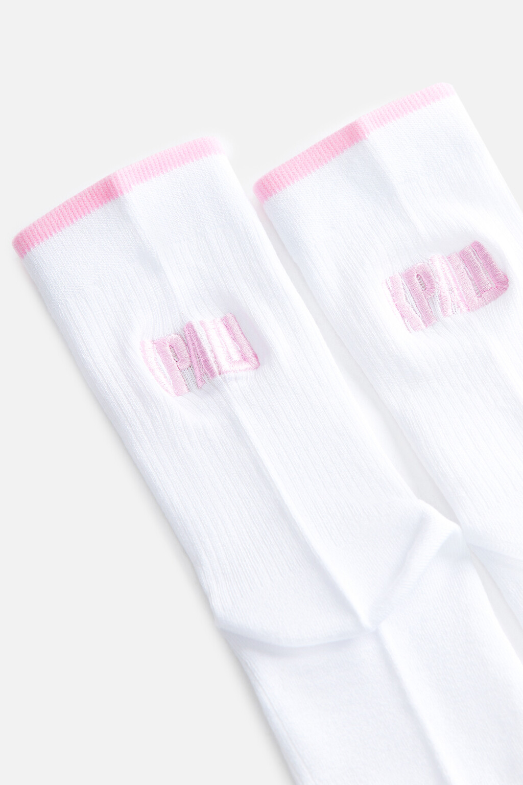 Носки высокие вискозные с вышитой надписью - цвет розовый - 3