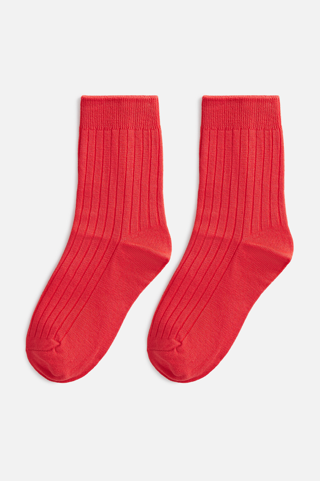 Носки высокие вискозные в рубчик - цвет красный - 1