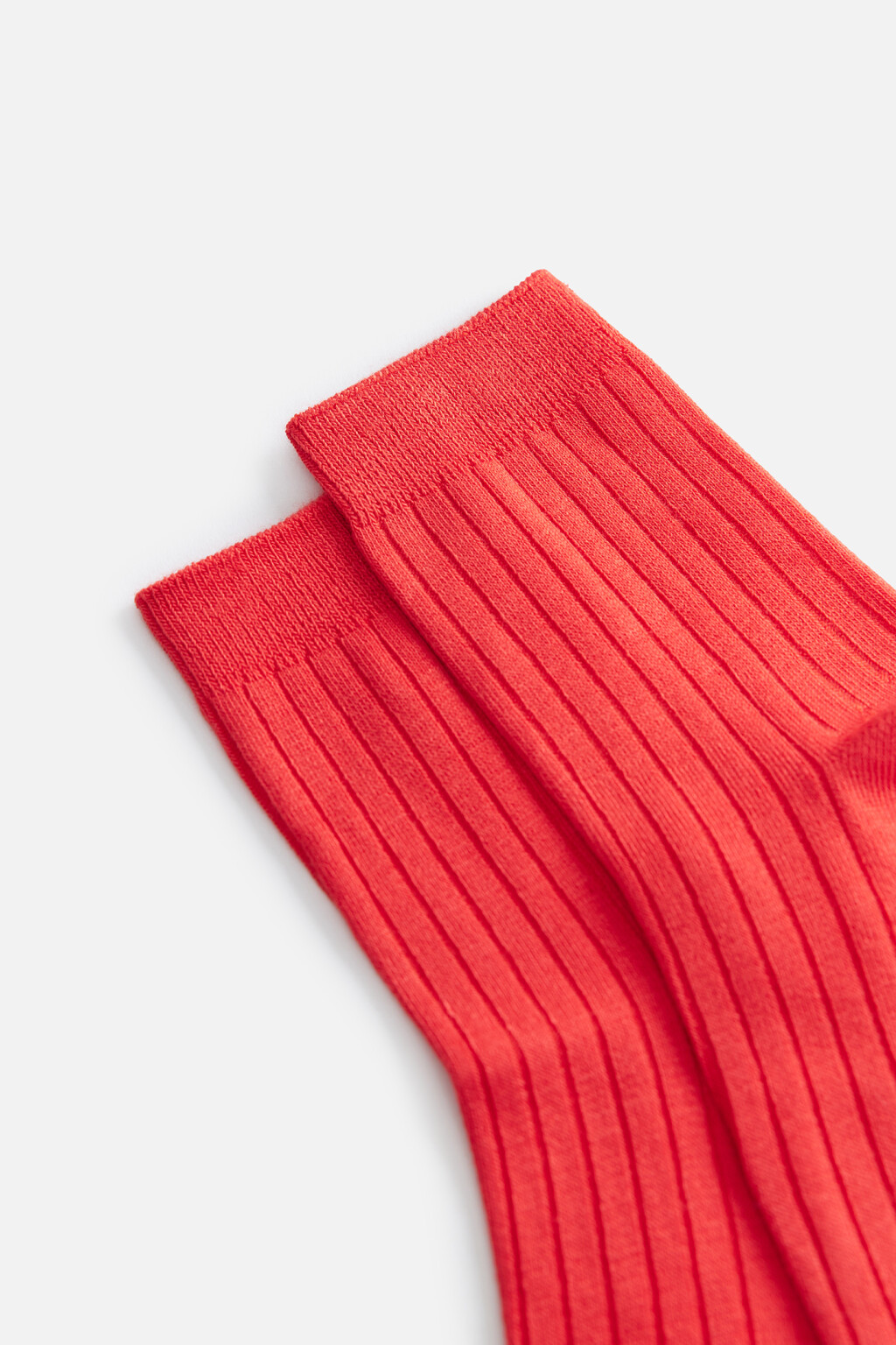 Носки высокие вискозные в рубчик - цвет красный - 2