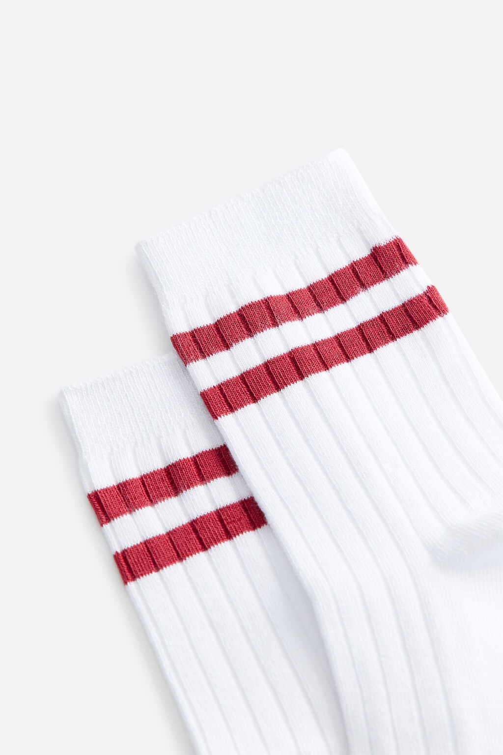 Носки высокие вискозные с полосками - цвет красный - 2