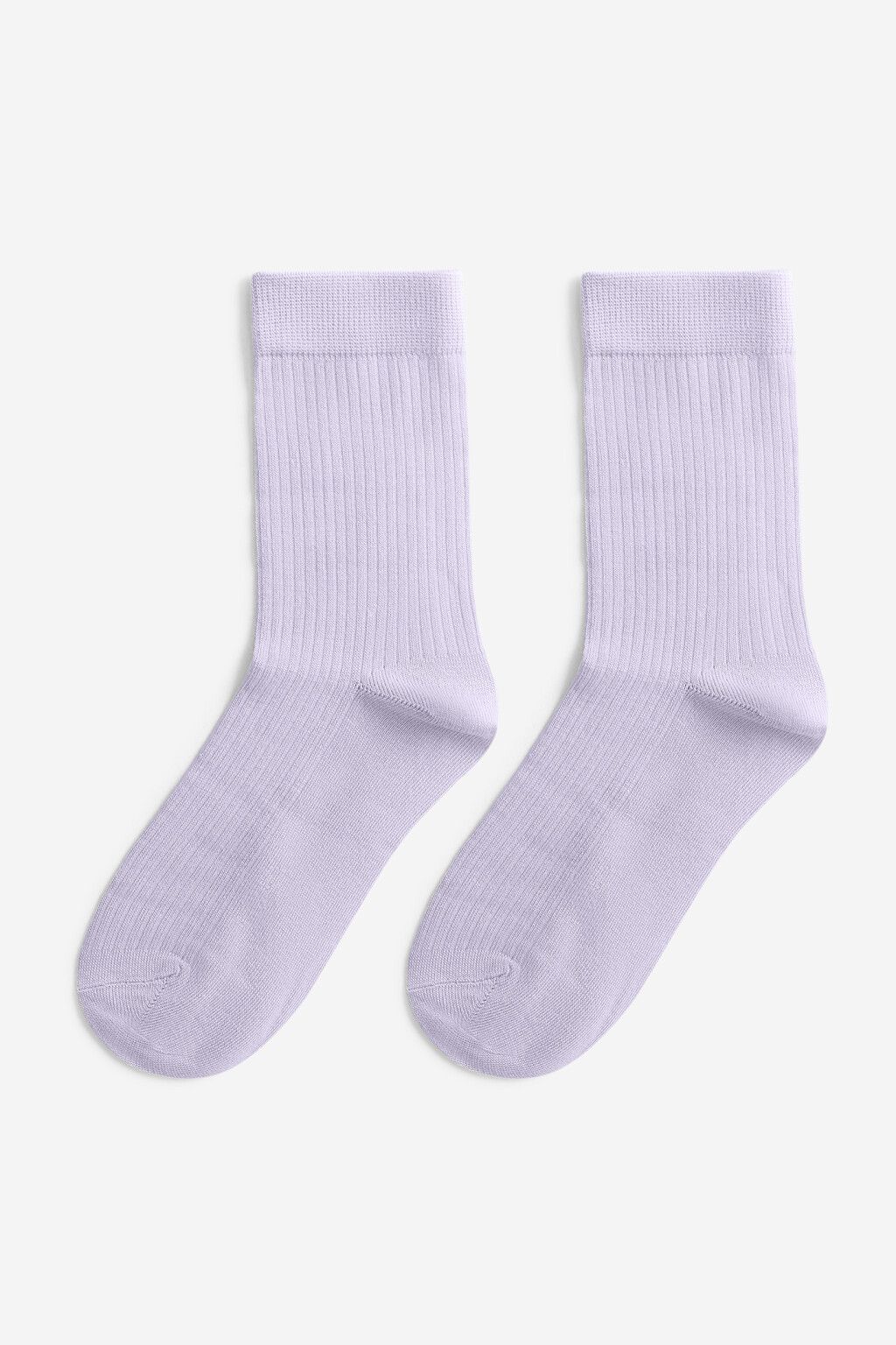 Носки высокие вискозные в рубчик - цвет сиреневый - 1