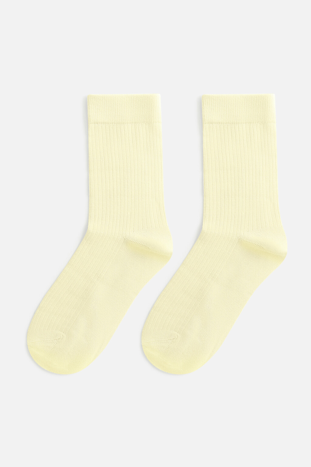 Носки высокие вискозные в рубчик - цвет желтый - 1