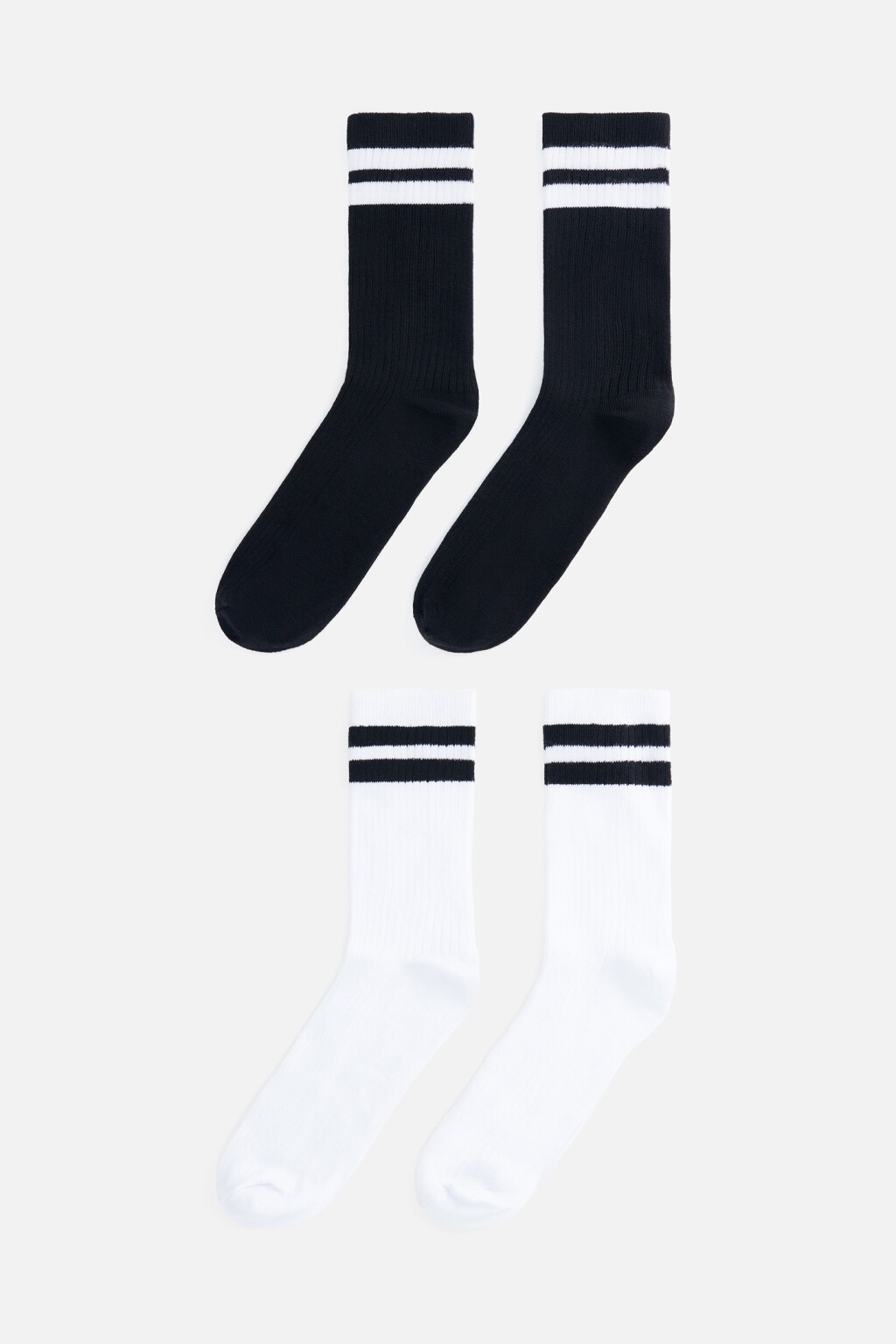 Набор носков высоких хлопковых с полосками (2 пары) - цвет мультиколор - 1