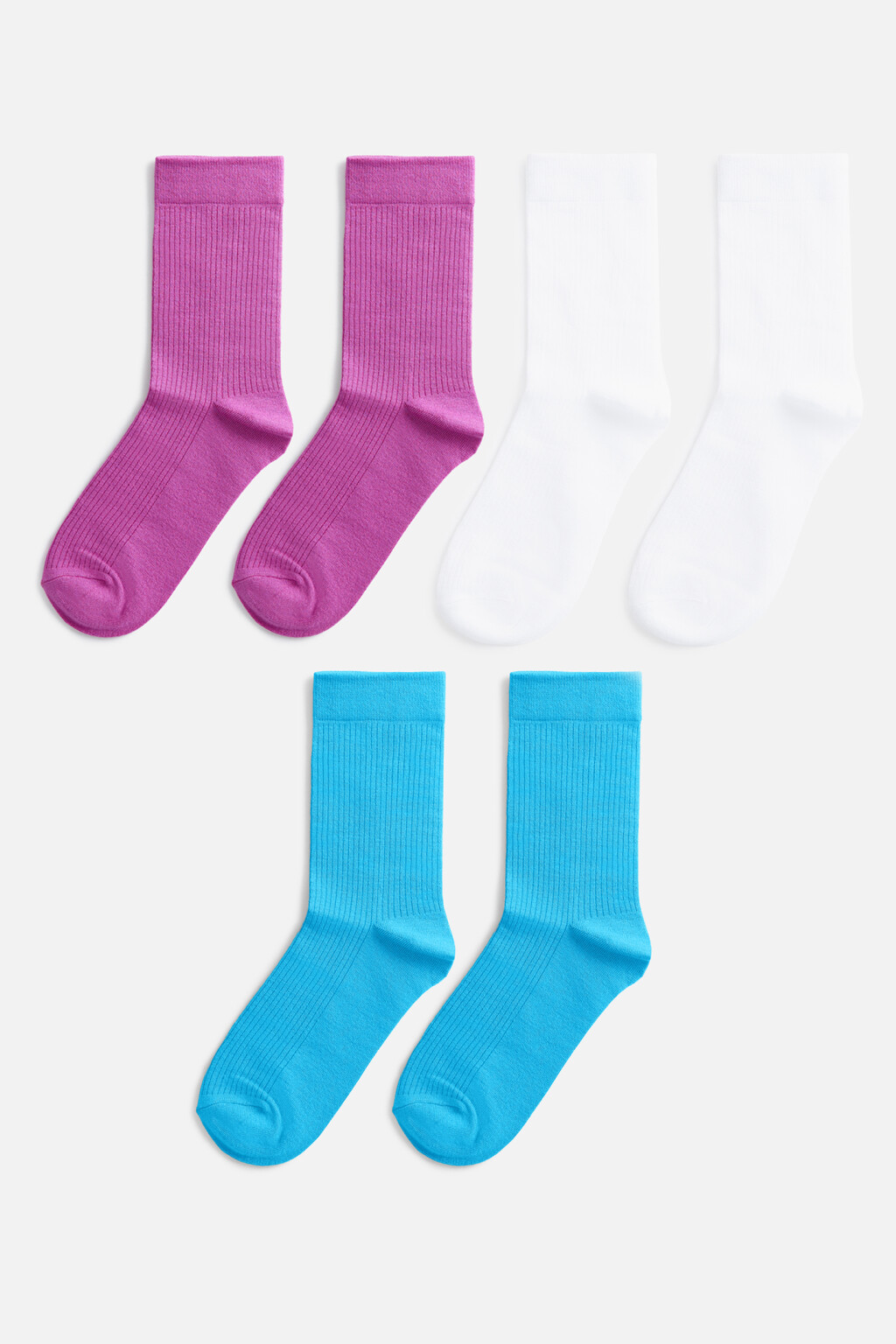 Набор носков высоких вискозных однотонных (3 пары) - цвет мультиколор - 1