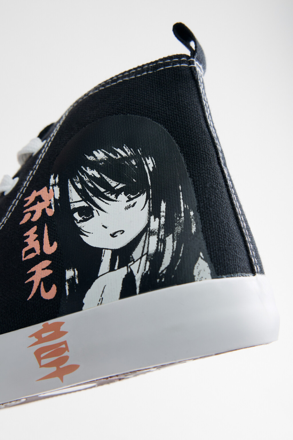 Кеды высокие хлопковые с принтом в стиле аниме - цвет черный - 4