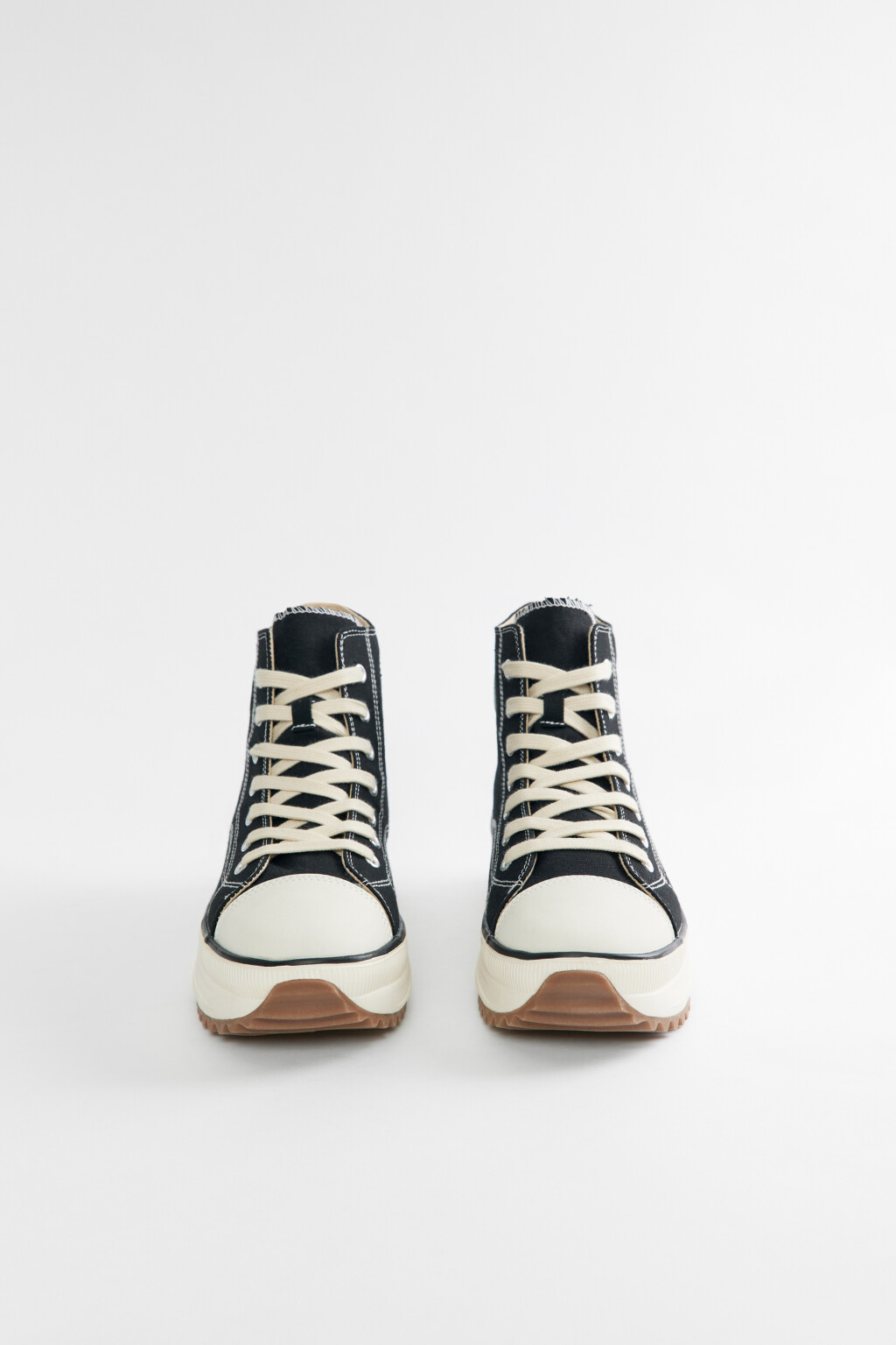 Кеды высокие текстильные на массивной платформе - цвет черный - 3