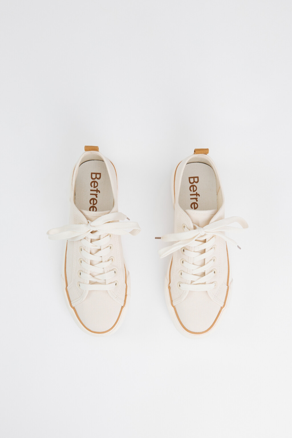 Кеды низкие хлопковые на высокой подошве - цвет бежевый - 6