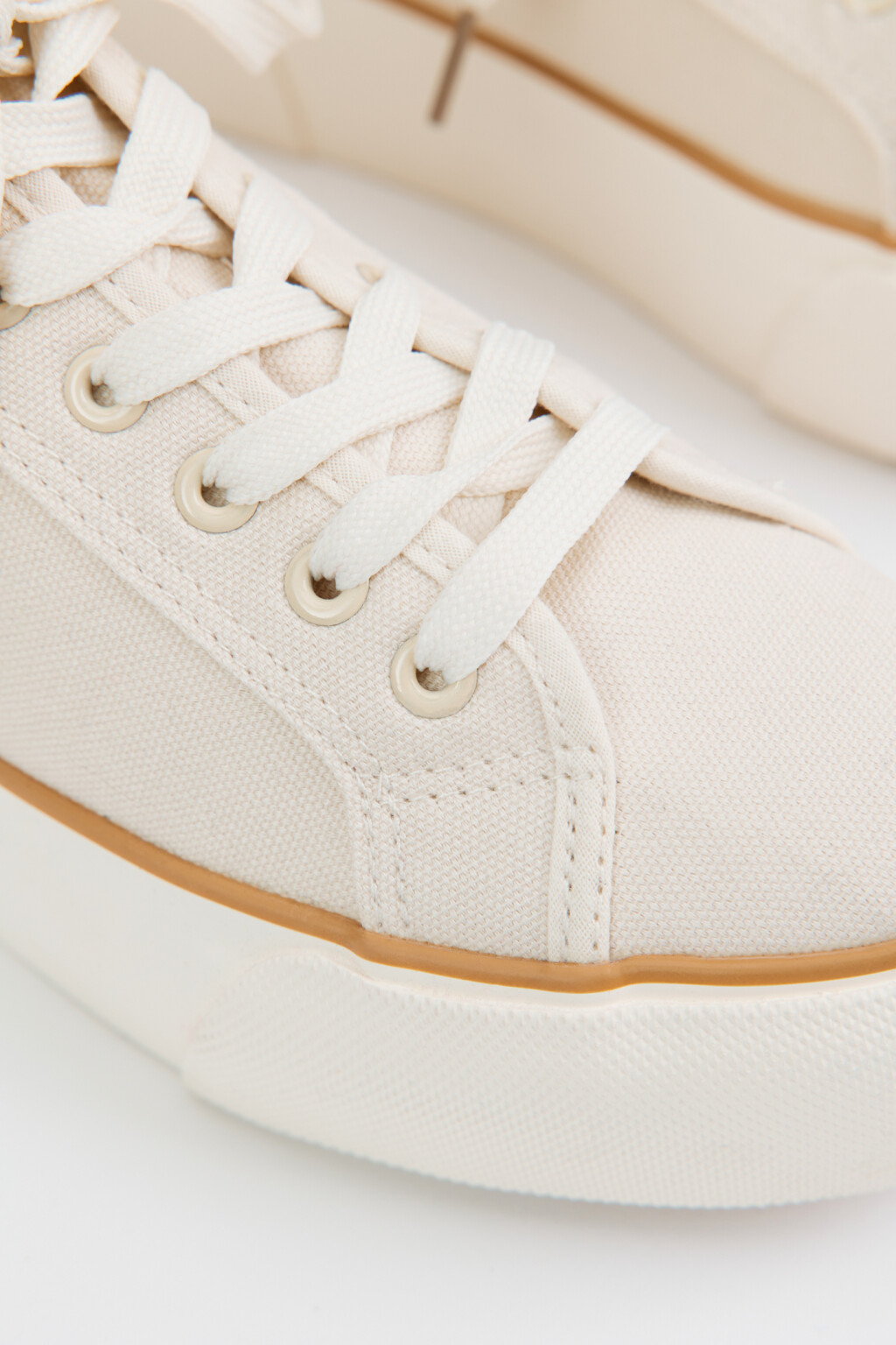 Кеды низкие хлопковые на высокой подошве - цвет бежевый - 7