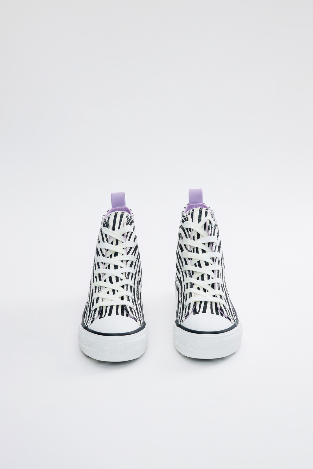 Кеды высокие хлопковые с зебровым принтом - цвет черный - 1