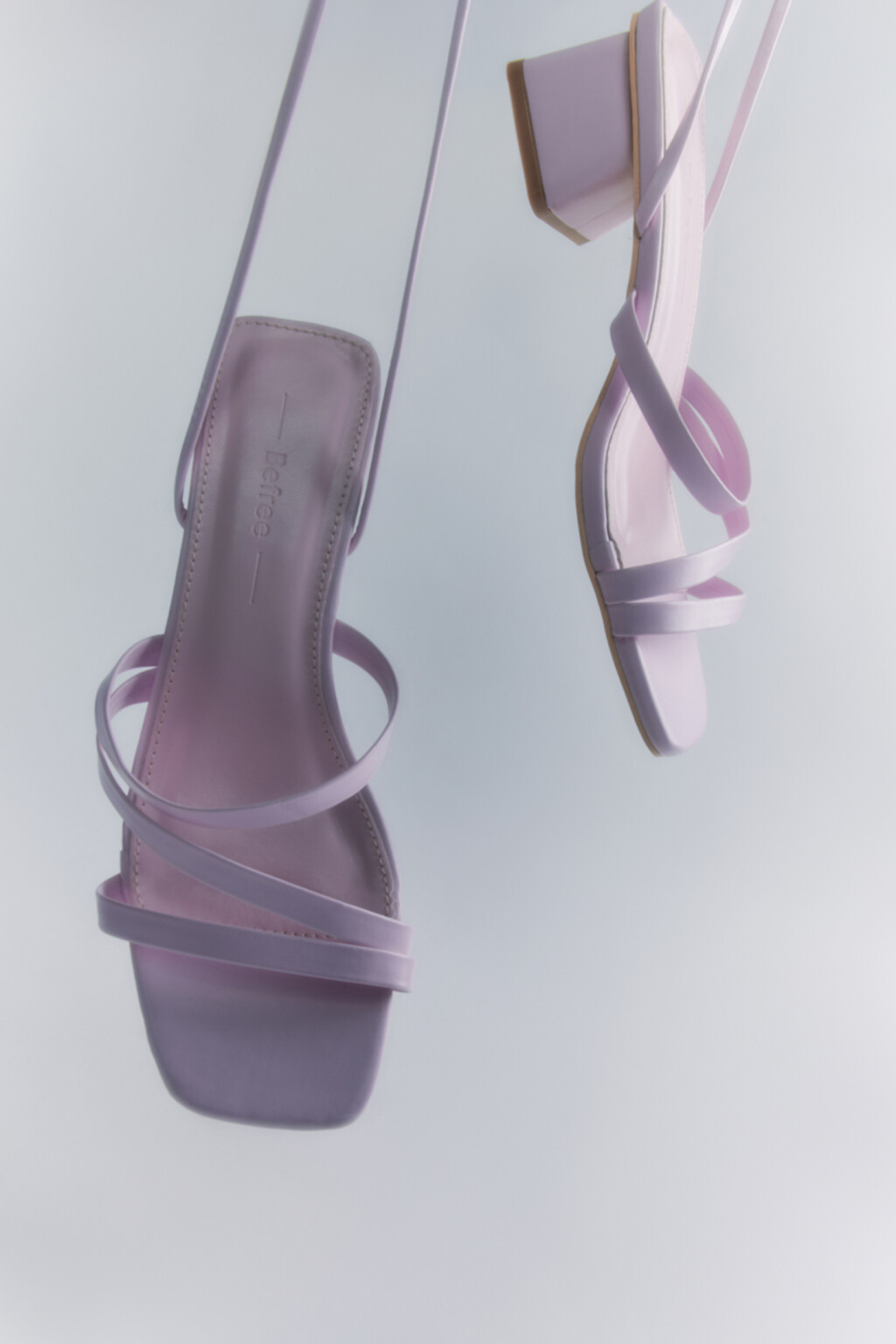 Босоножки низкие с завязками на щиколотке - цвет розовый - 3