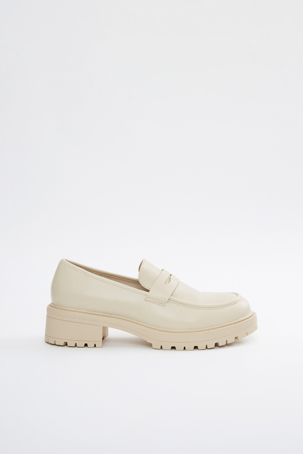 Туфли-лоферы высокие из искусственной кожи - цвет бежевый - 6