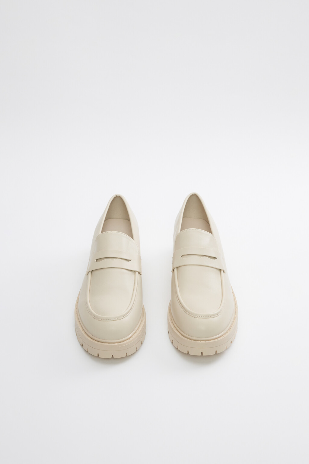 Туфли-лоферы высокие из искусственной кожи - цвет бежевый - 7