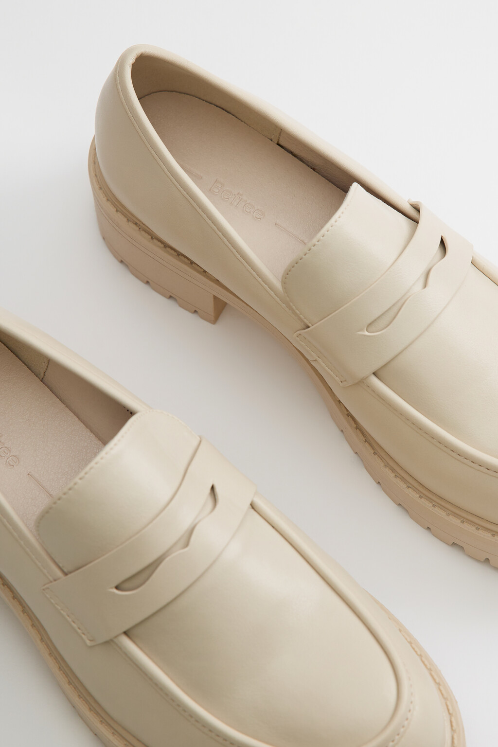 Туфли-лоферы высокие из искусственной кожи - цвет бежевый - 10