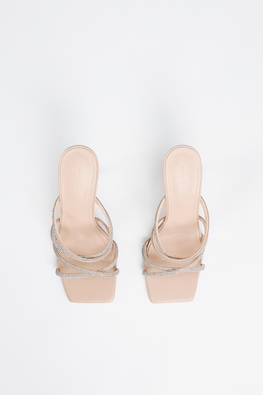 Босоножки-мюли с тонкими ремешками и отделкой из страз - цвет бежевый - 5