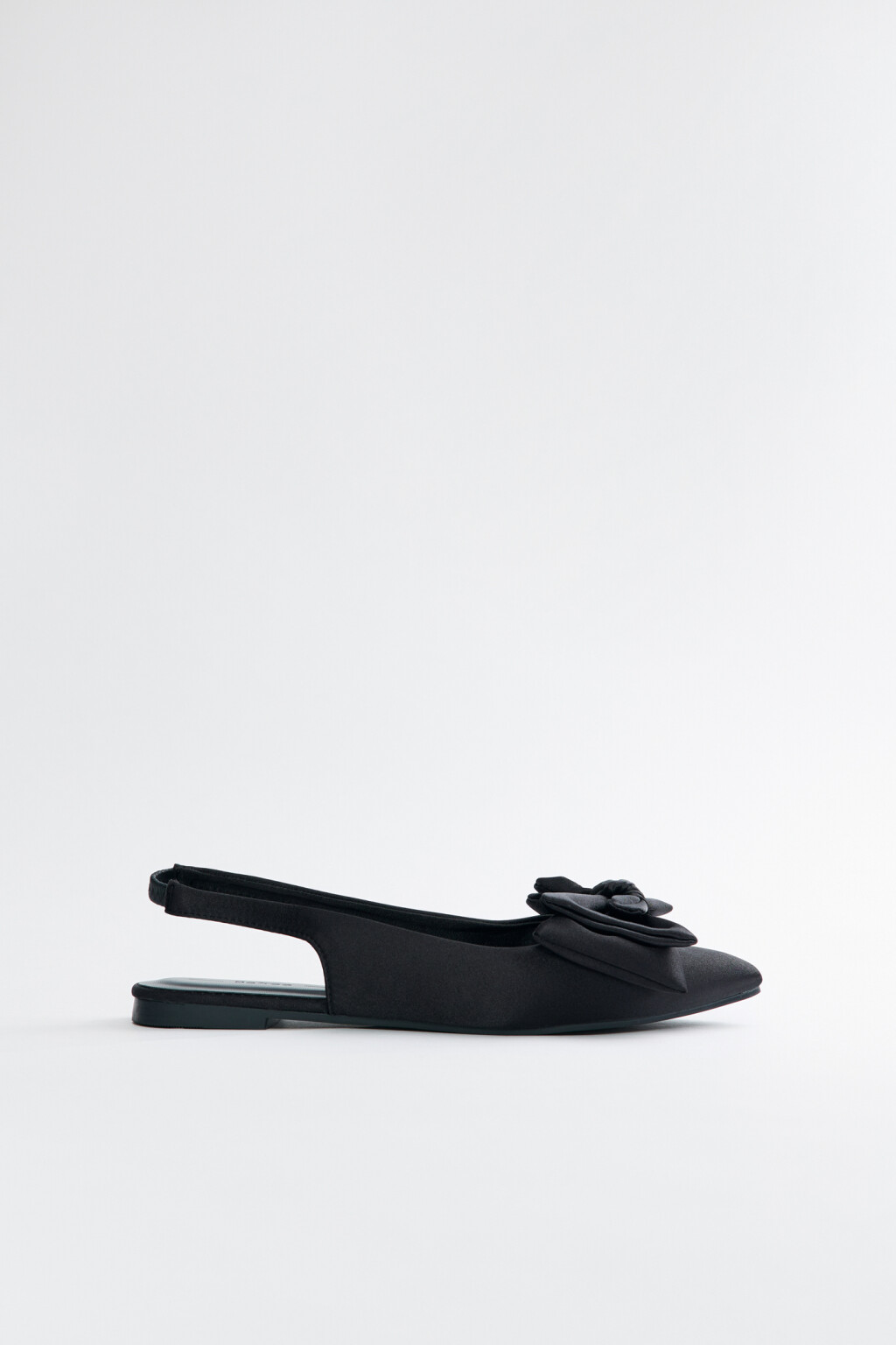 Туфли-балетки низкие атласные с открытой пяткой - цвет черный - 1