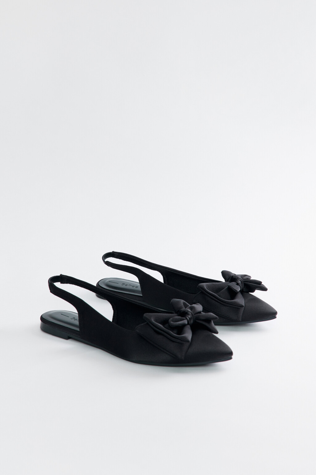 Туфли-балетки низкие атласные с открытой пяткой - цвет черный - 2