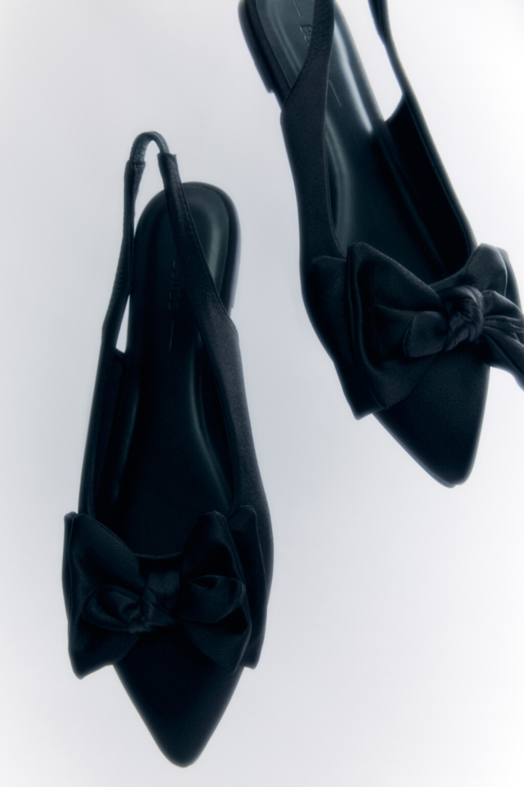 Туфли-балетки низкие атласные с открытой пяткой - цвет черный - 5