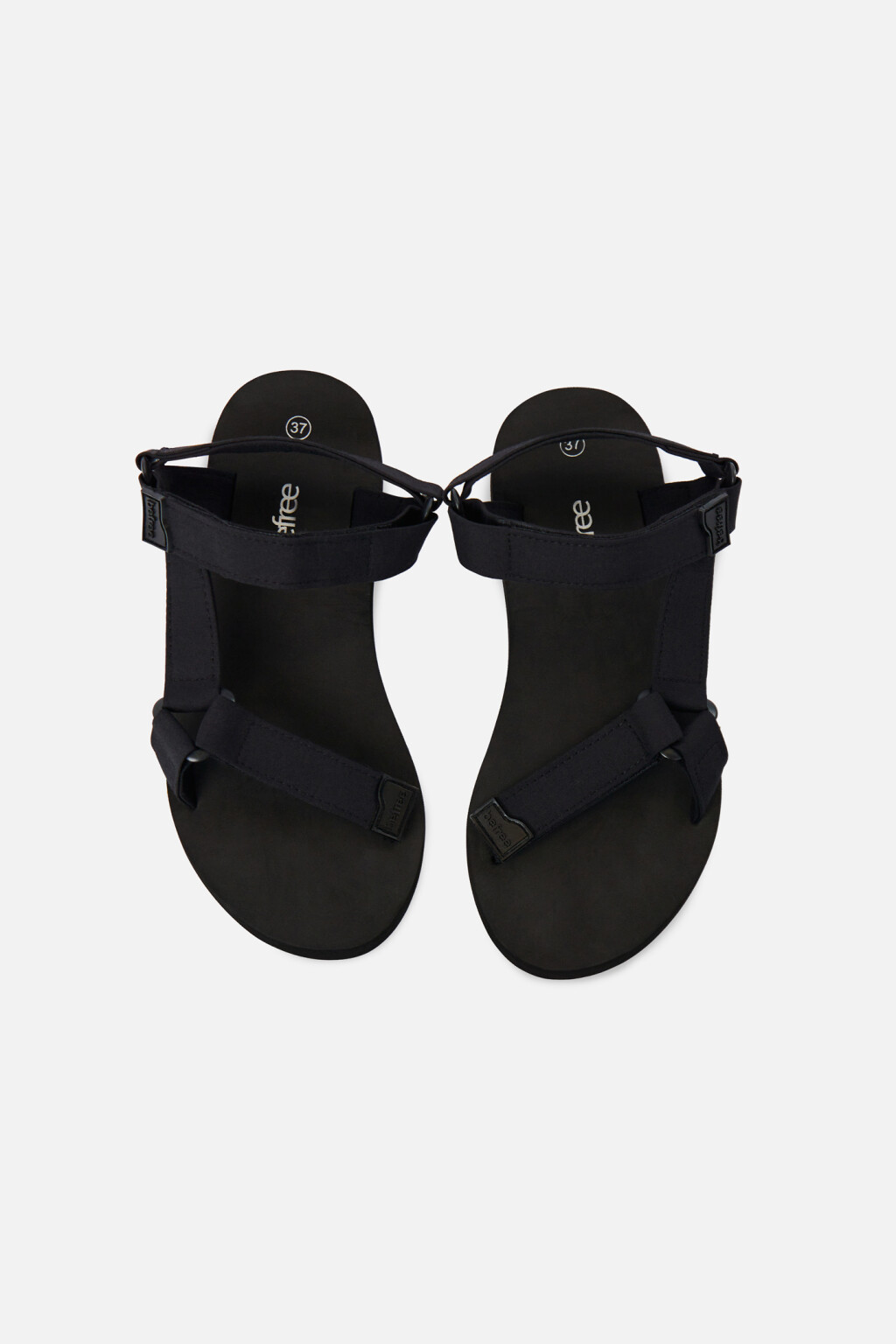 Сандалии текстильные с ремешками на липучках - цвет черный - 4