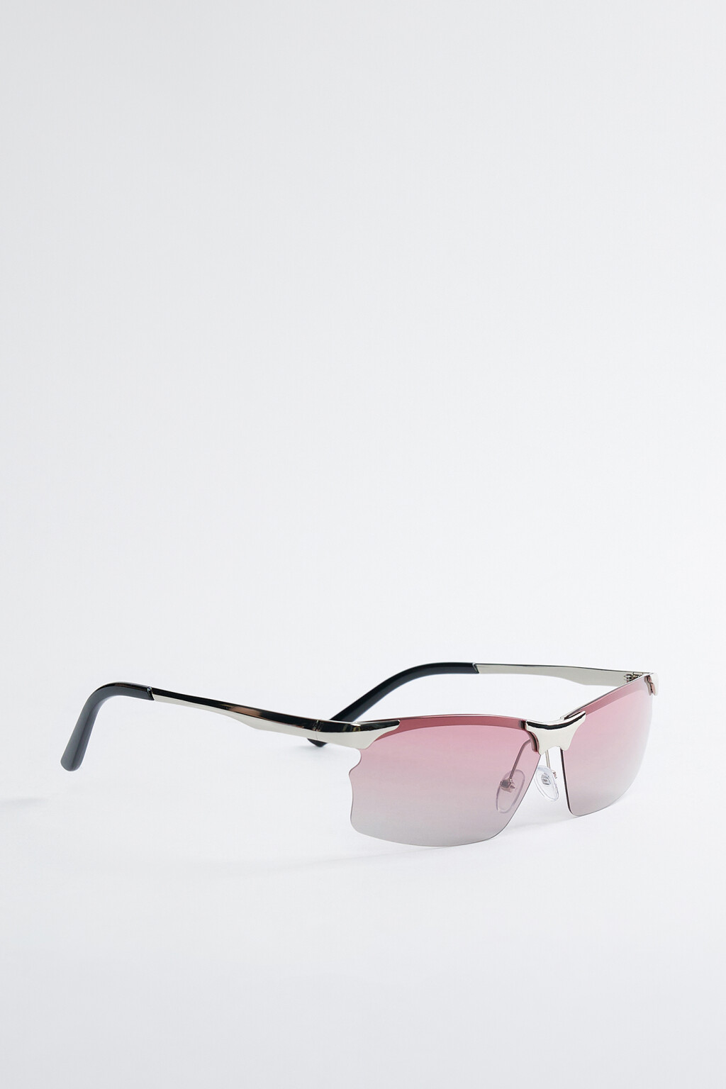 Очки солнцезащитные розовые с металлической оправой - цвет серый - 2