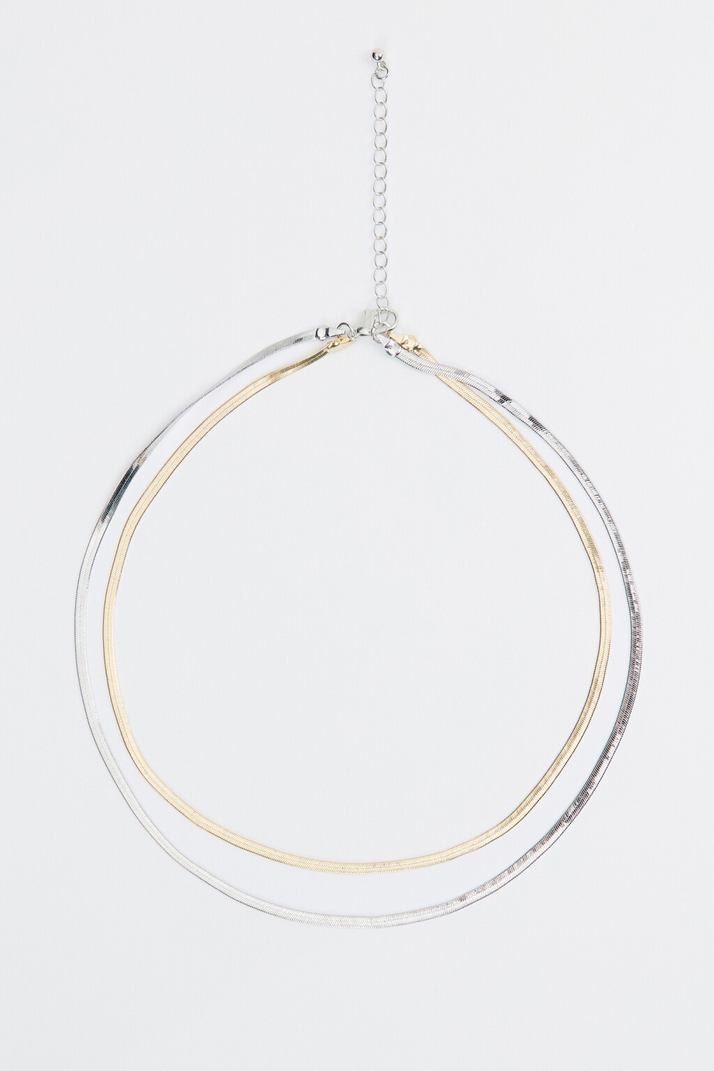 Цепочка двуслойная из серебристого и золотистого металла - цвет серый - 1