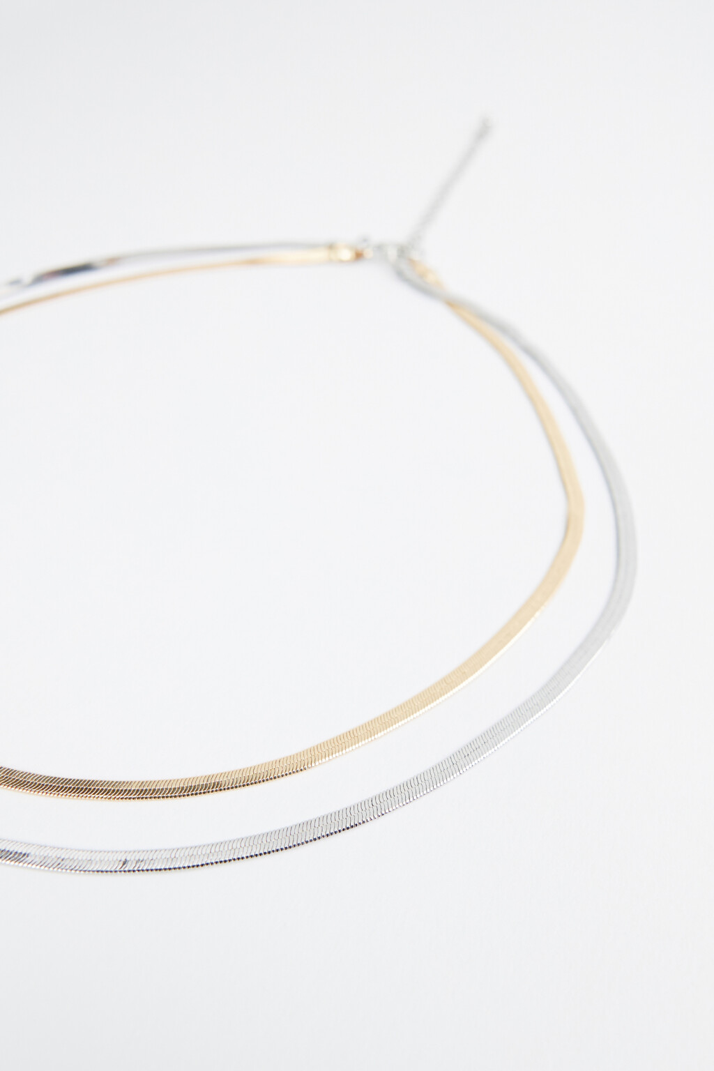 Цепочка двуслойная из серебристого и золотистого металла - цвет серый - 2