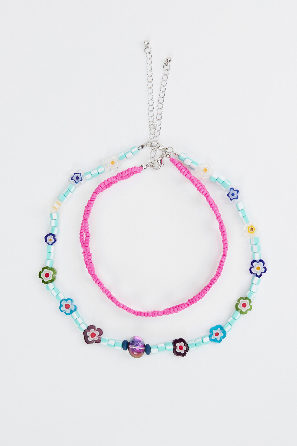 Набор украшений на шею из чокера и цветных бус из бисера - цвет мультиколор - 1