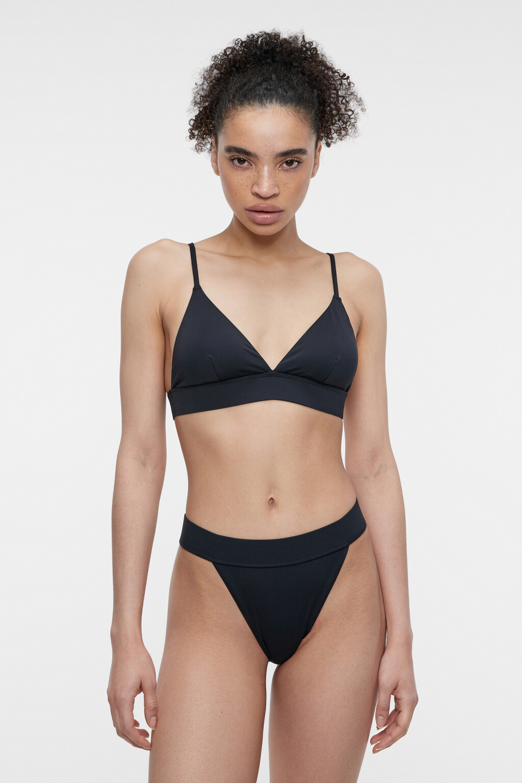 Трусики-танга купальные с высокой посадкой - цвет черный - 3