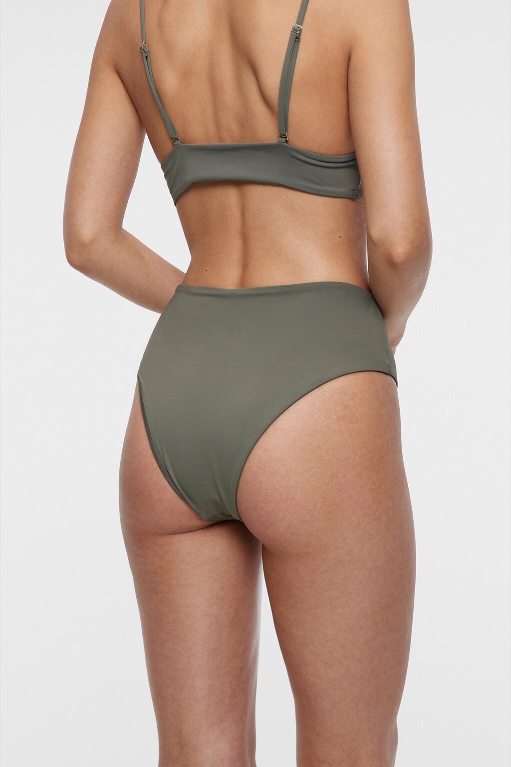 Трусы-слипы купальные однотонные с высокой посадкой - цвет зеленый - 2