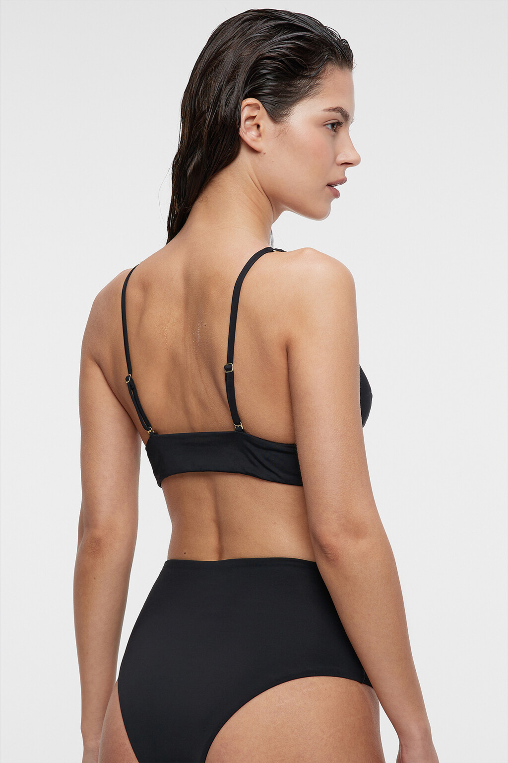 Лиф-топ купальный с треугольными чашечками и стрепами - цвет черный - 2