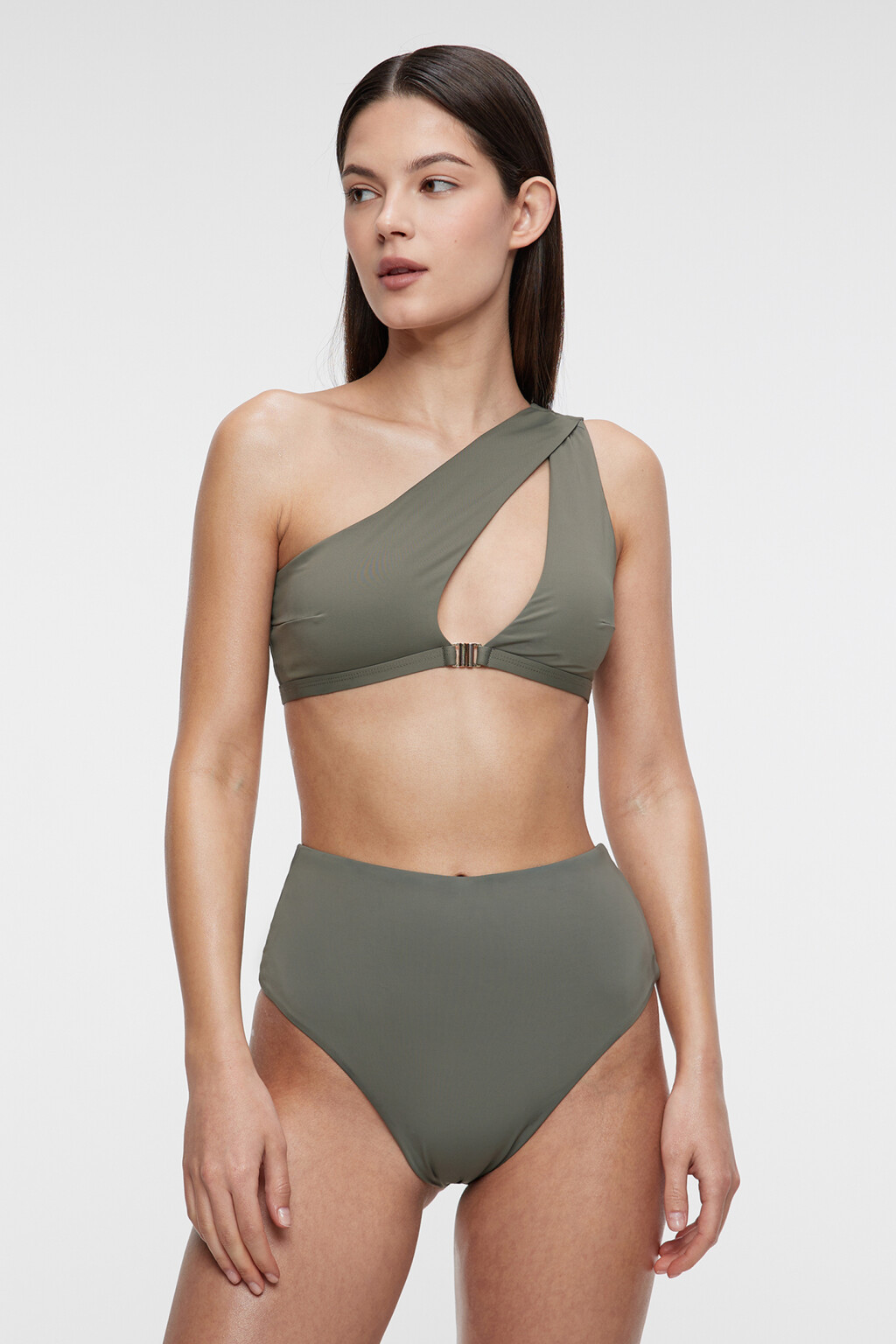 Трусики-слипы купальные широкие с высокой посадкой - цвет зеленый - 3