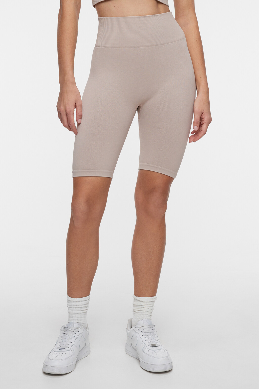 Шорты-велосипедки спортивные облегающие с широким поясом - цвет коричневый - 1