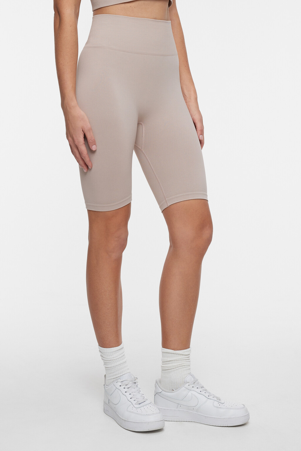 Шорты-велосипедки спортивные облегающие с широким поясом - цвет коричневый - 2