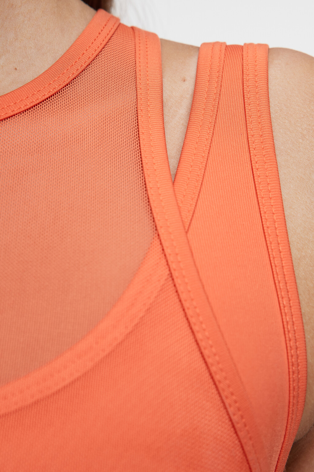 Майка-топ спортивная укороченная с сеткой - цвет оранжевый - 5