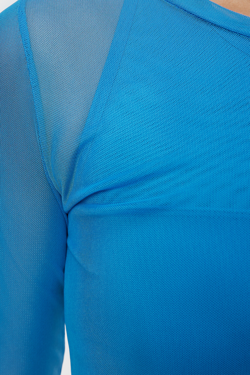 Лонгслив спортивный укороченный из прозрачной сетки - цвет синий - 5