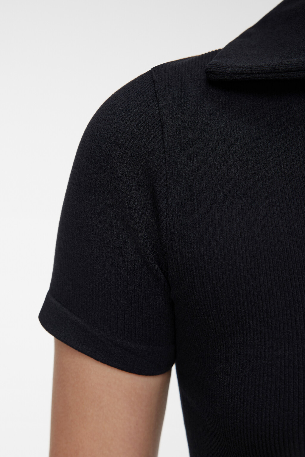 Футболка-поло спортивная укороченная в рубчик - цвет черный - 6