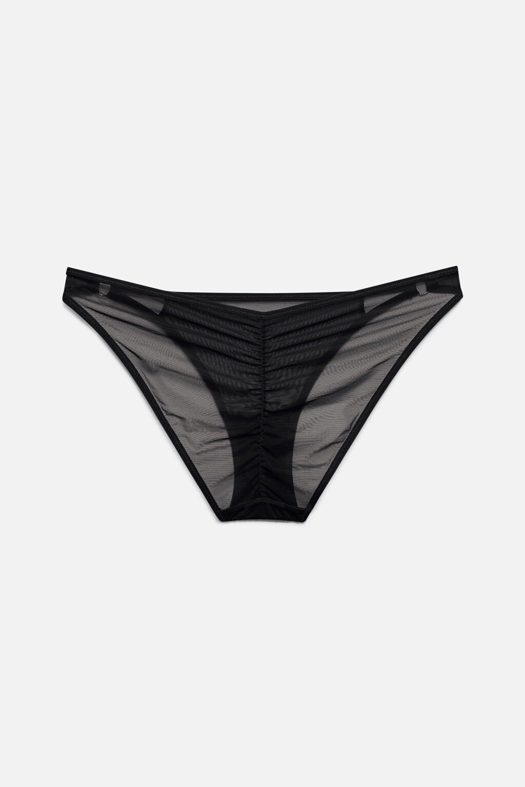 Трусики-слипы сетчатые со сборкой на спинке и кольцами - цвет черный - 5