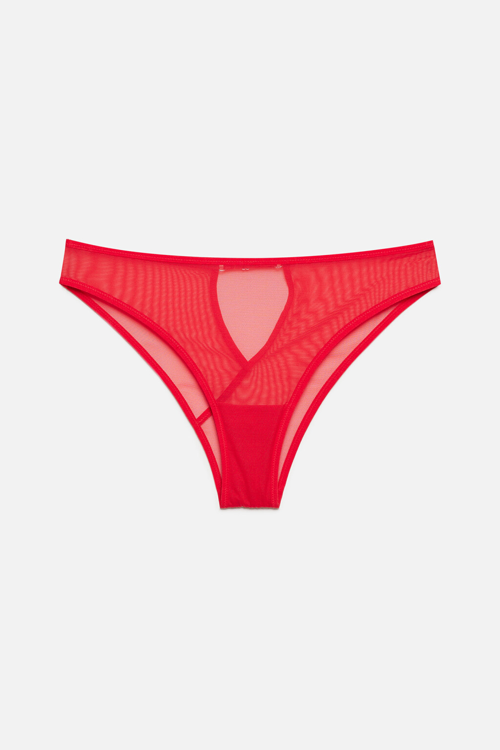Трусики-слипы сетчатые с вырезом на спинке - цвет красный - 4