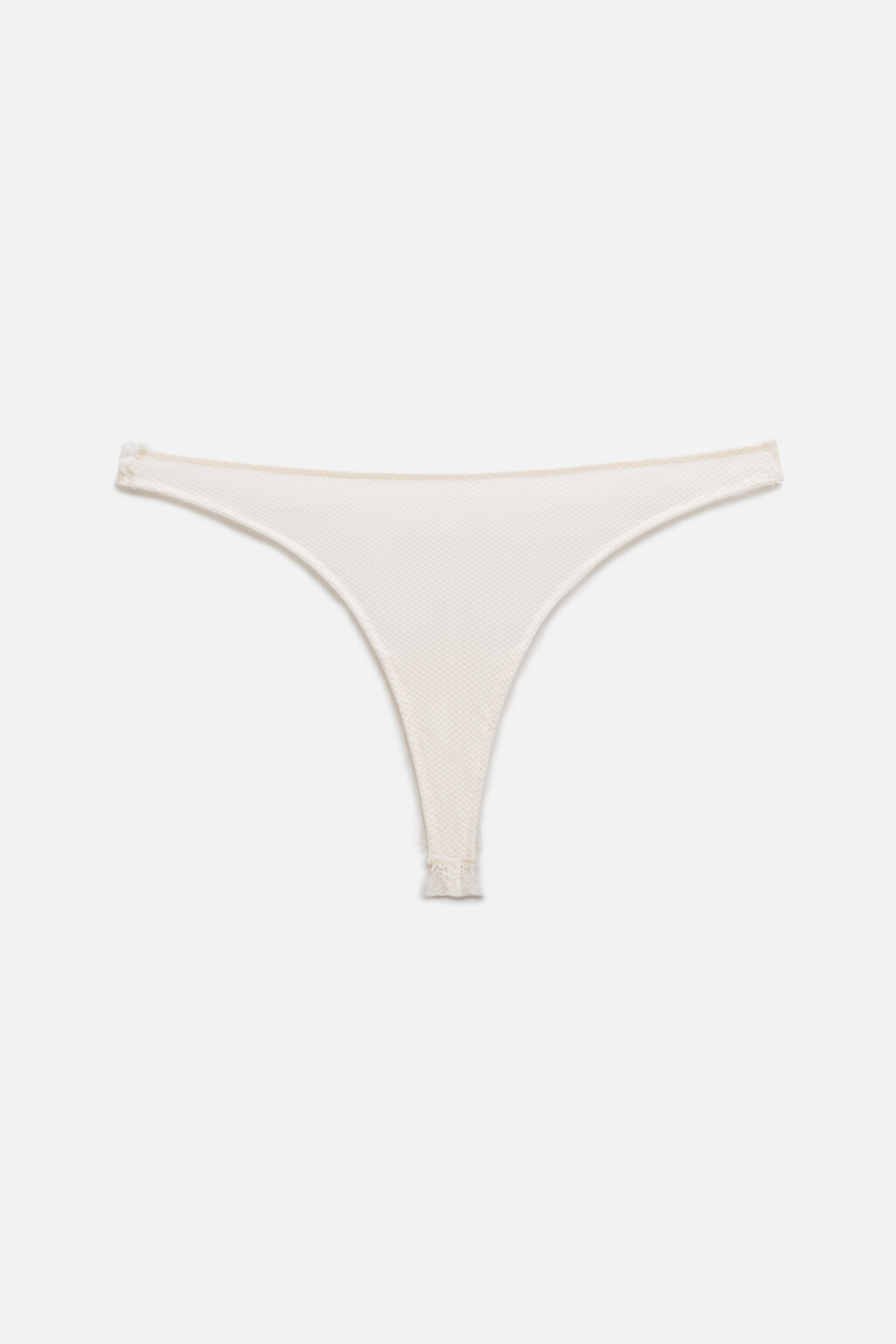 Трусики-стринги сетчатые с кружевной отделкой - цвет бежевый - 4