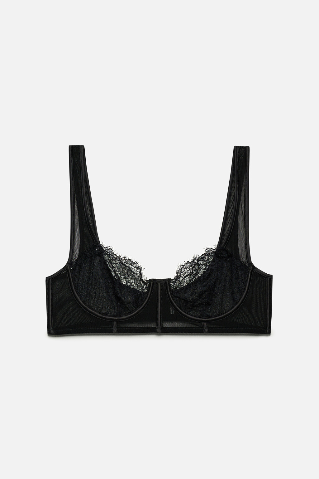 Бюстгальтер-бра кружевной на тонких бретельках - цвет черный - 6