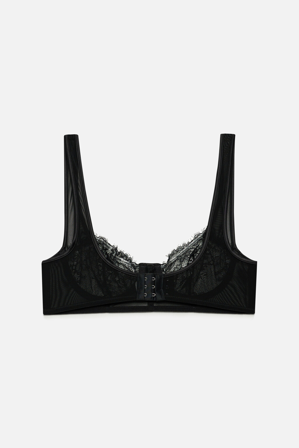 Бюстгальтер-бра кружевной на тонких бретельках - цвет черный - 7