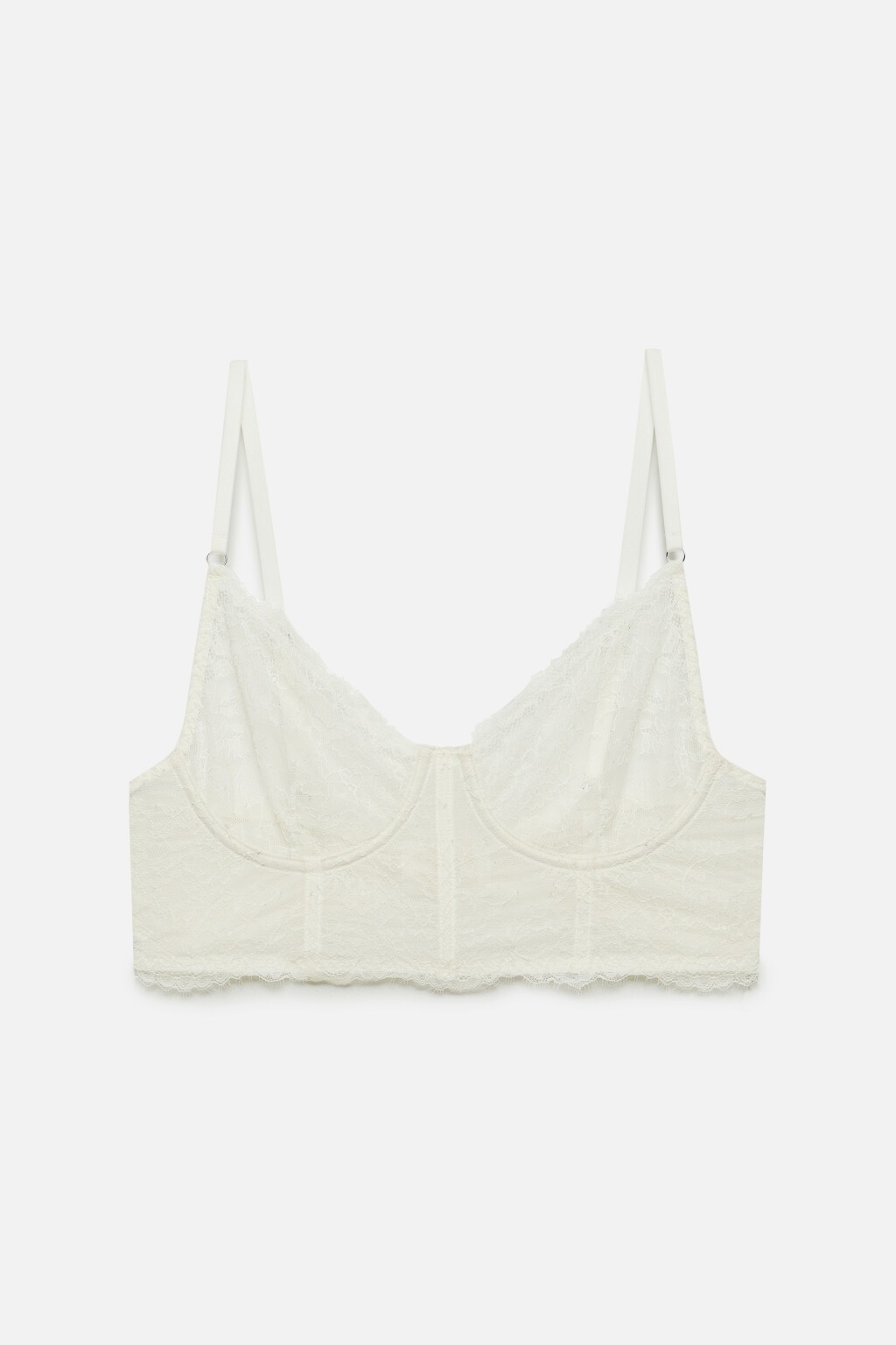 Бюстгальтер-бра кружевной корсетный на косточках - цвет ванильный - 6