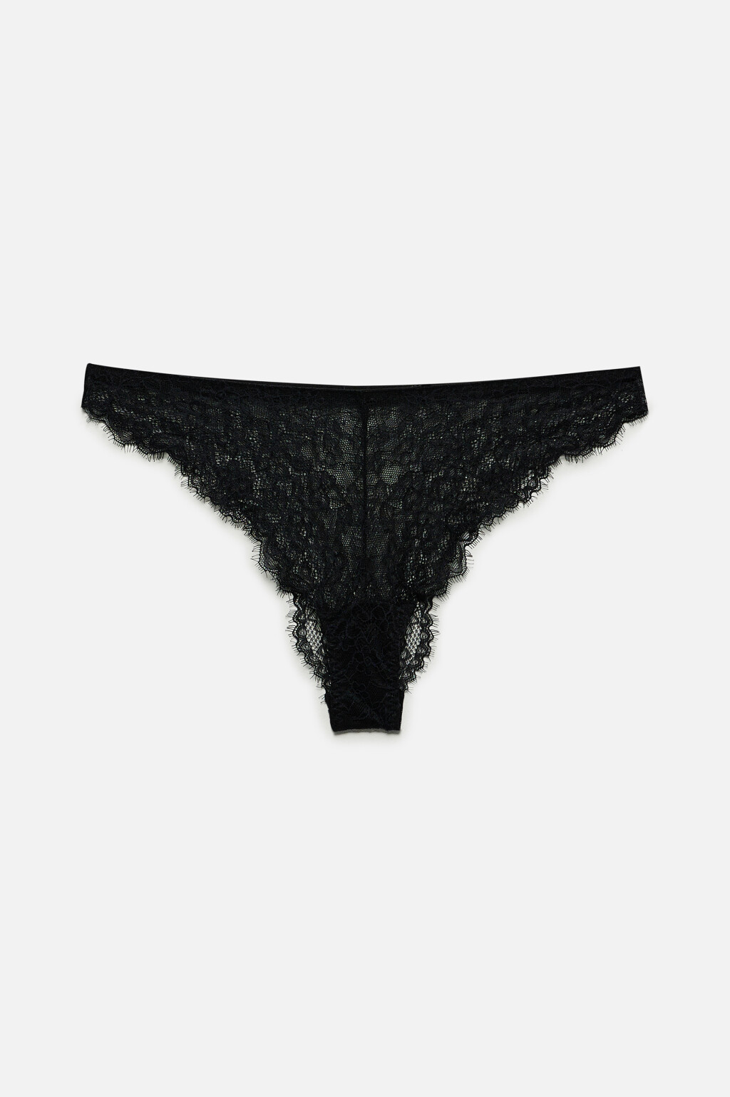 Трусики-слипы кружевные с высокой посадкой - цвет черный - 4