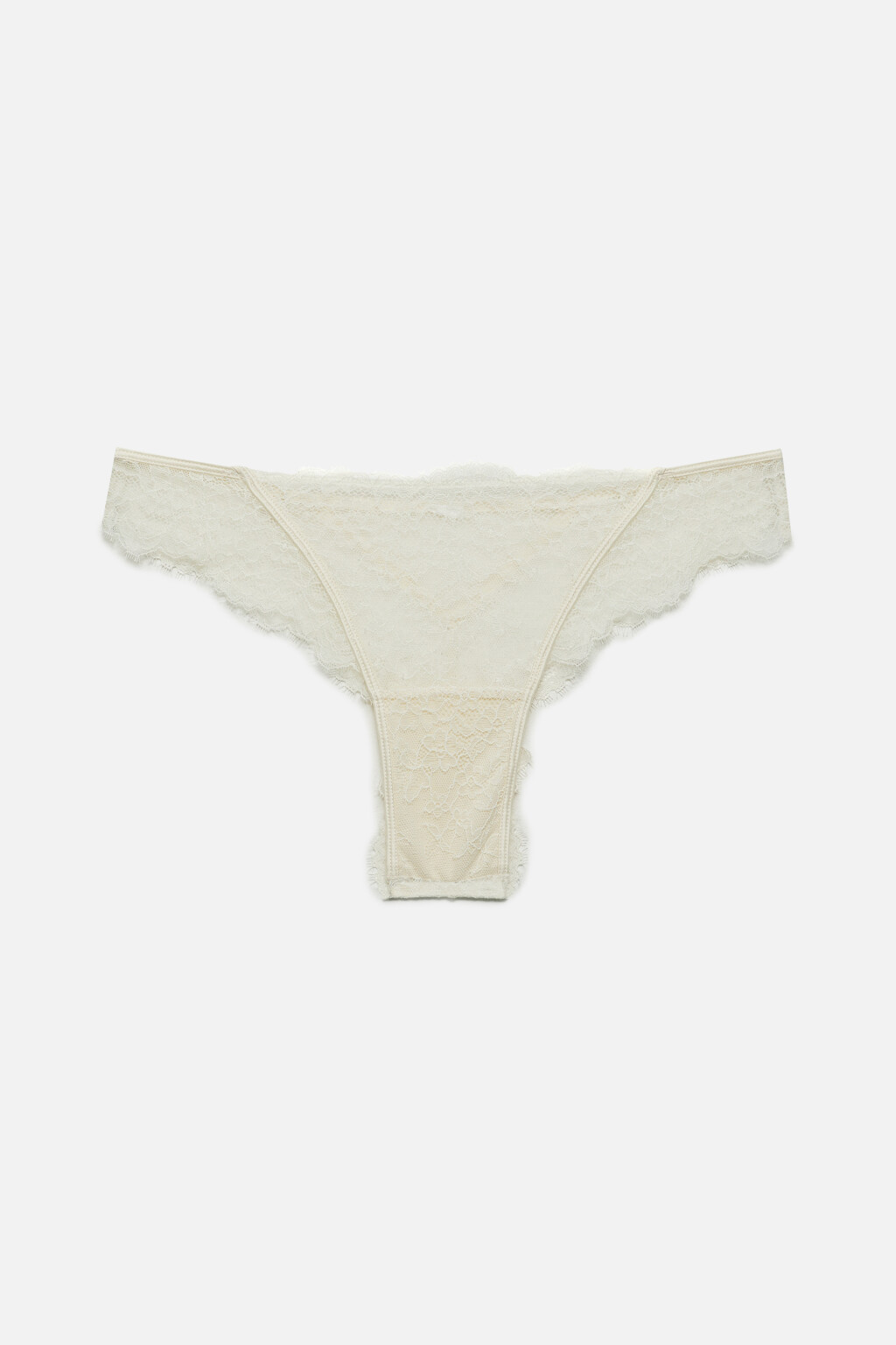 Трусики-слипы сетчатые с кружевом - цвет ванильный - 5