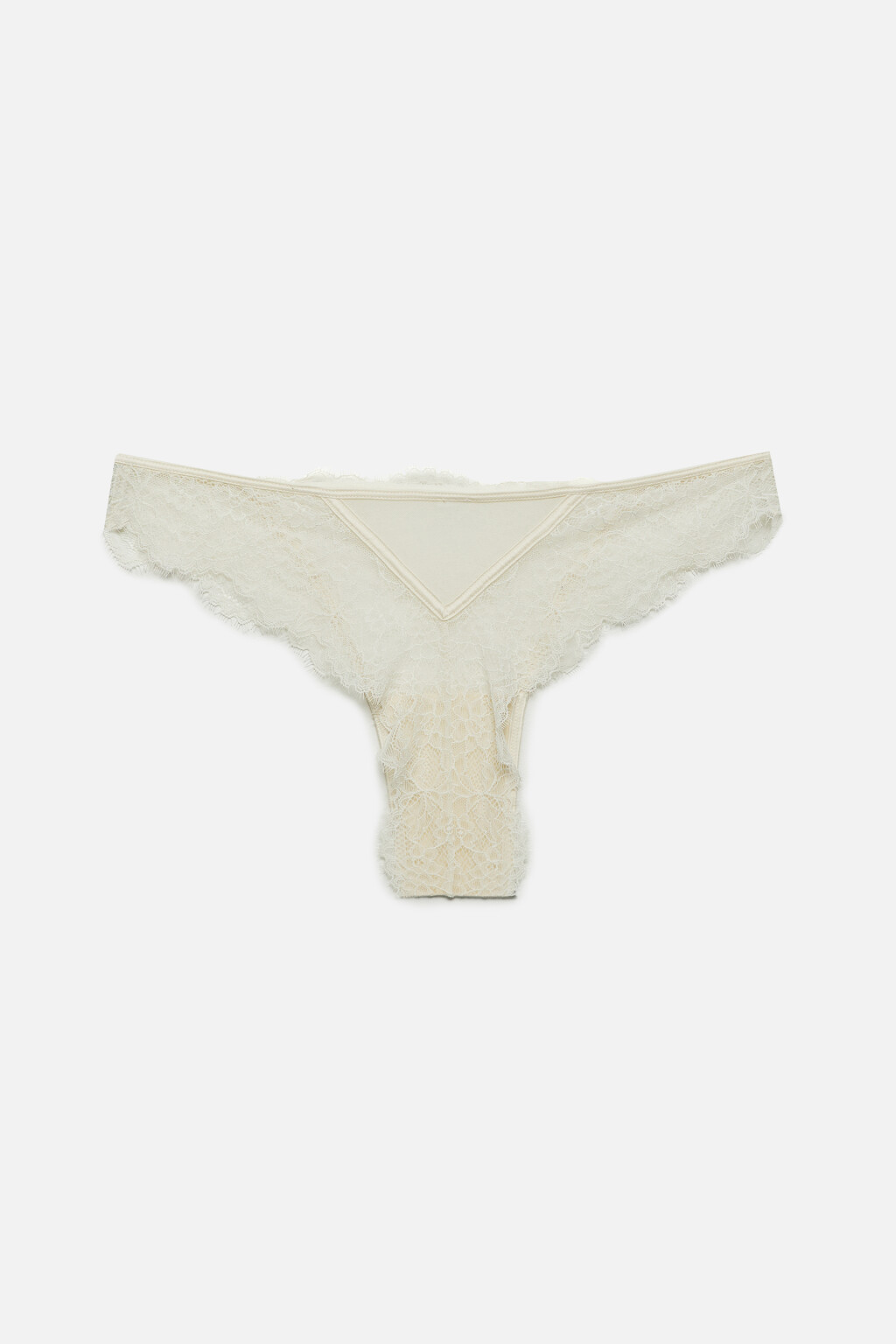 Трусики-слипы сетчатые с кружевом - цвет ванильный - 6