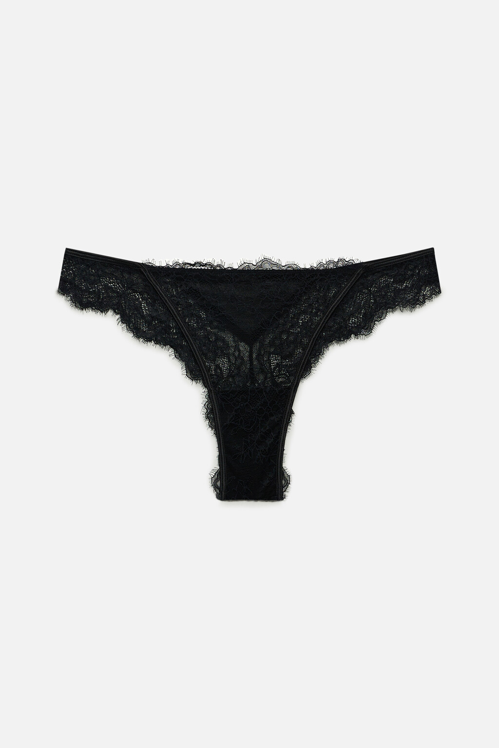 Трусики-слипы сетчатые с кружевом - цвет черный - 4