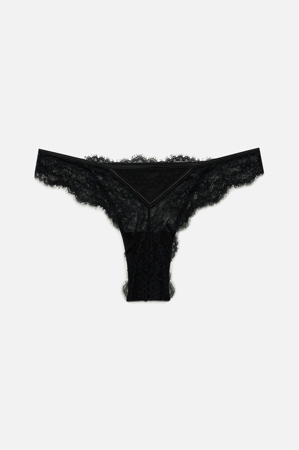 Трусики-слипы сетчатые с кружевом - цвет черный - 5