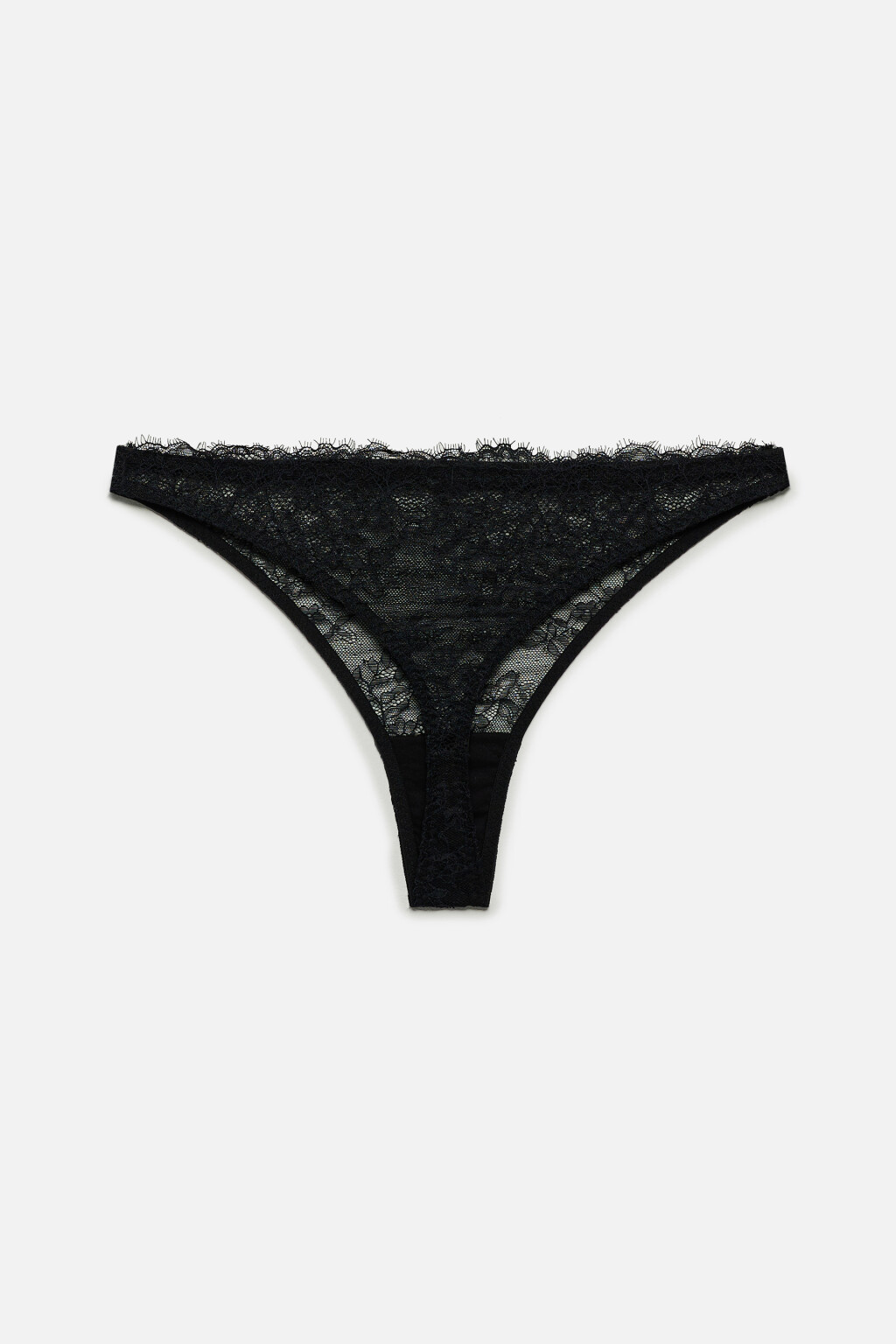 Трусики-стринги кружевные с высокой посадкой - цвет черный - 5